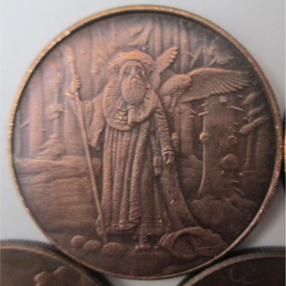 Beautiful ANTIGUE DARK TONE Celtic 1 OZ Copper Rounds Complete Set OF FIVE - Picture 2 of 7